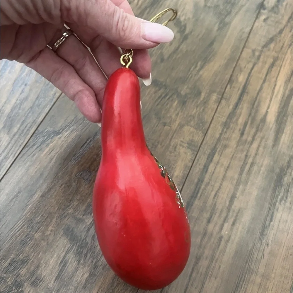 Handpainted Gourd Santa Christmas Ornament Artist signed